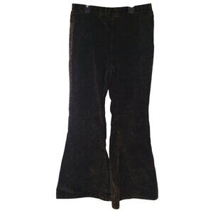 EASEL Vintage-Style Brown Acid Wash‎ velvet Corduroy Flare Pants Womens L hippie